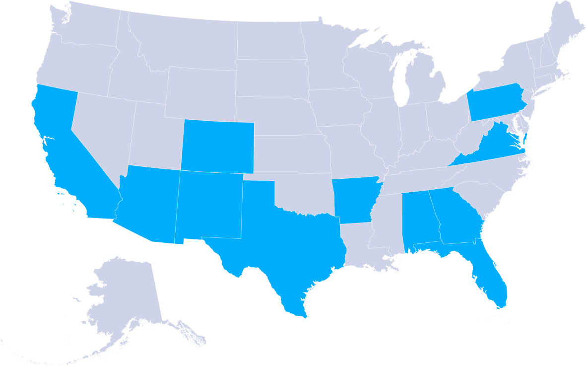 US Map of the area Servicon operates