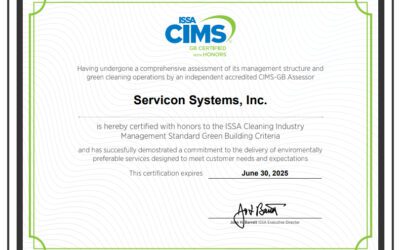 Servicon Certified With Honors for Sustainability and Green Cleaning
