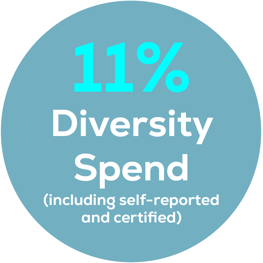 11% diversity spend (including self-reported and certified)