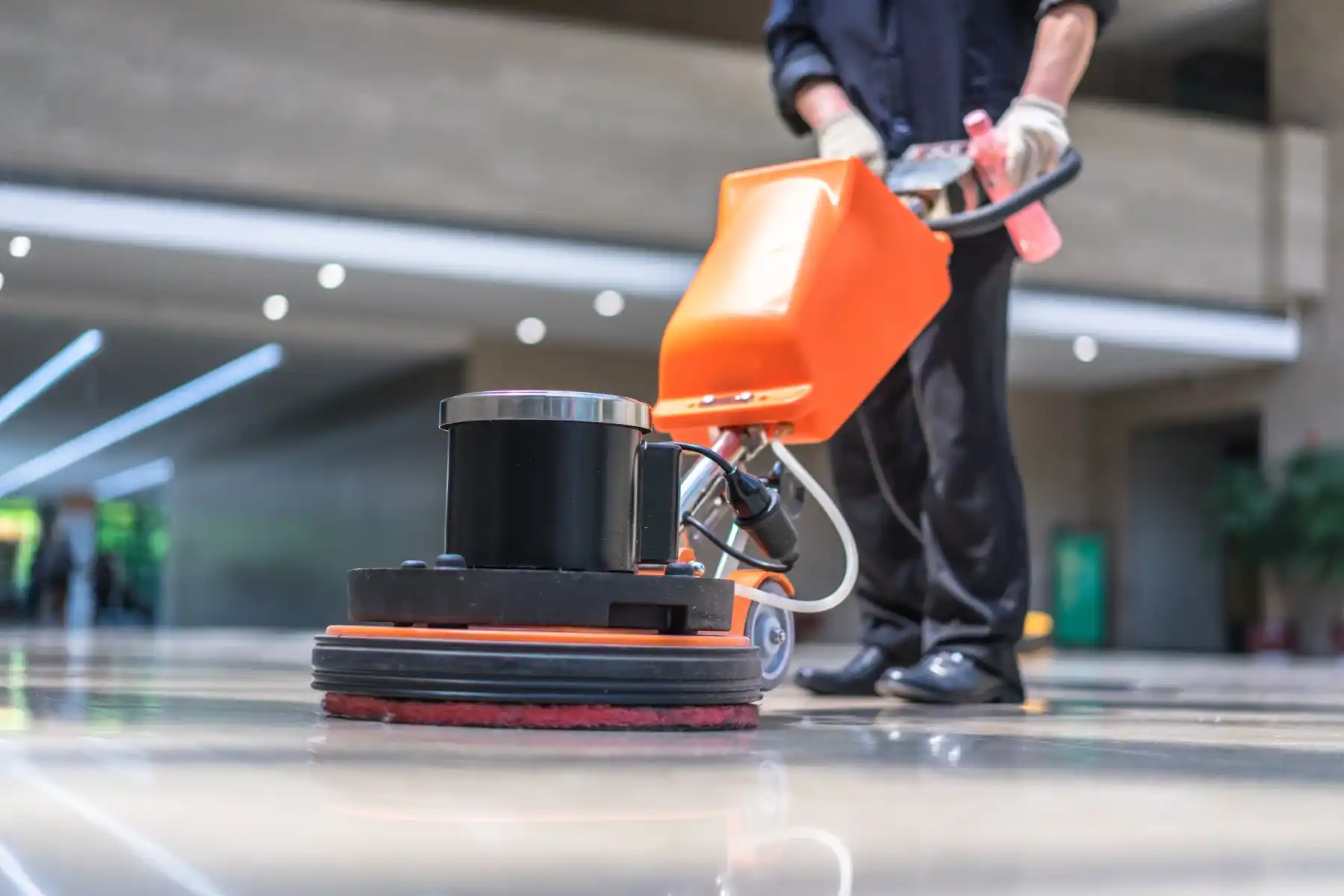 Floor polishing in a commercial space